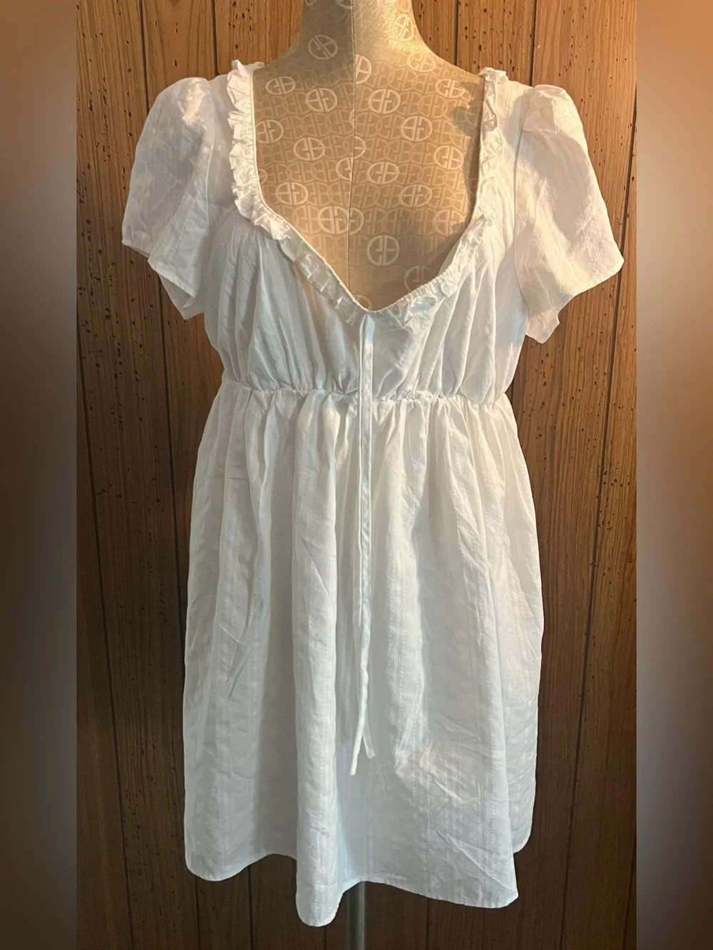 Princess Polly White Montserrat tonal stripe babydoll dress - Picture 4 of 7